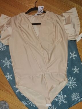 Haute Monde Blush Satin Surplice Top